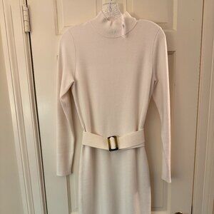New with tags! Ann Taylor Cream mock neck turtle neck midi dress Small w/ belt